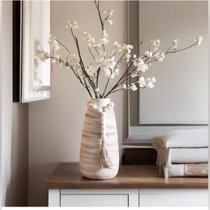 Elegant Cream ceramic handcrafted vase -versatile NIB